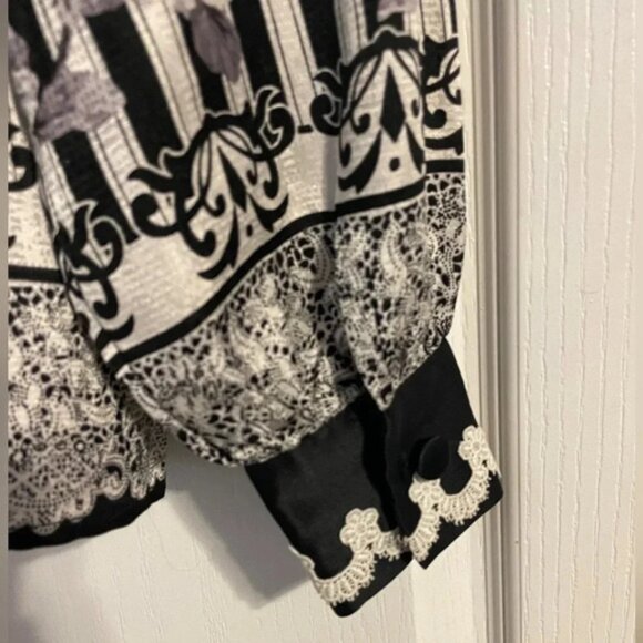 Vintage 80’s Adrianna Papell Floral Geometric 100% Silk Button Up Blouse Size 6 - Picture 9 of 9
